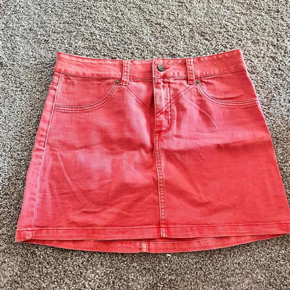 Loguin Mini Skirt Denim Salmon Pink Orange Size 12